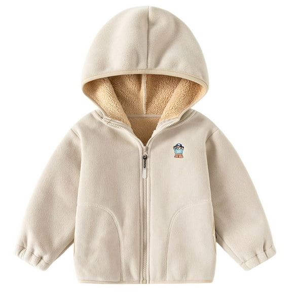 Lkhaha Boys Jackets Warm Lined Zipper Hoooded Cute Cartoon Bear Graphic Sweatshirt Windbreakers Size 3-4 Years