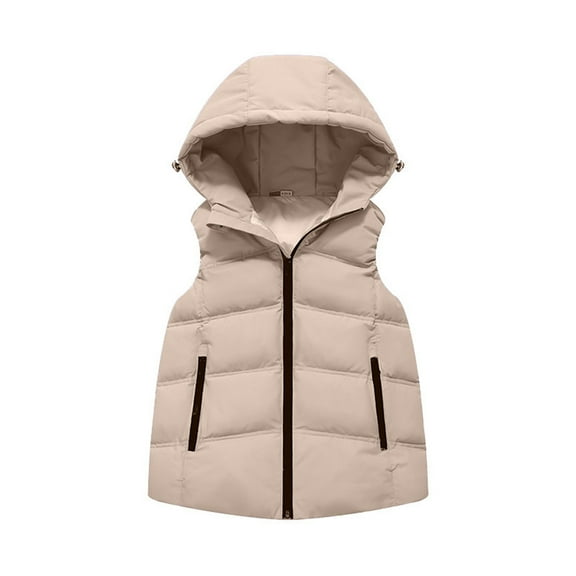Lkhaha Essentials Girls Jackets Warm Thicken Sleeveless Hooded Puffer Classic Basic Zipper Down Vest With Pocket Children's Outfits