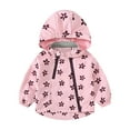 thumbnail image 1 of Lkhaha Essentials Girls Toddlers Jacket Butterfly Flower Pritn Windproof Waterproof Zip Up Hooded Trendy Clothes Size 3-4 Years, 1 of 3