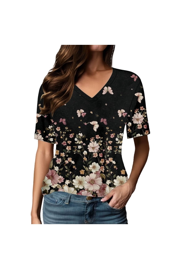 Essentials Womens Tees Tops Basic Shirts Letter Print Loose Long Sleeve V Neck Fashion Y2K Clothes 2026 Pink XL