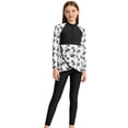 thumbnail image 1 of Lkhaha Girls' 2 Piece Rash Guard Swimsuit Set Palm Tree Print Long Sleeve Top with Leggings UPF 50+ Black 13-14 Years, 1 of 8