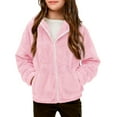 thumbnail image 1 of Lkhaha Girls Fashion Jackets Solid Warm Fleece Sherpa Zip Up Hooded Sweatshirts With Pocket Fuzzy Hoodie Kids Winter Trendy Coat, 1 of 6