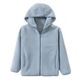 thumbnail image 1 of Lkhaha Girls Jacket Boys Winter Polar Fleece Windproof Solid Zipper Hooded Warm With Pocket Coat Size 9-10 Years, 1 of 4