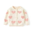thumbnail image 1 of Lkhaha Girls Jacket Cute Baby Hearts Knit Cardigan Sweater Long Sleeve Shirts Warm Tops Fall Winter Fall Winter Clothes Size 3-6 Months, 1 of 7