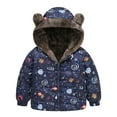 thumbnail image 1 of Lkhaha Girls Jacket Winter Baby Camo Dinosaur Car Print Cute Bear Ears Hooded Windproof Zipper Coat Size 4-5 Years, 1 of 6