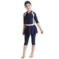 thumbnail image 1 of Lkhaha Girls Swimsuit Girl Full Coverage Long Sleeve Rash Guard Swim Dress Training Bathing Suit Navy 14-15 Years, 1 of 8