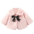 thumbnail image 1 of Lkhaha Jacket For Toddler Girls Baby Cute Sweet Plush Cloak Bowknot Button Up Shawls Warm Princess Fall Winter Coat Size 6-12 Months, 1 of 3