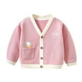 thumbnail image 1 of Lkhaha Jacket For Toddler Girls Rainbow Letter Print Cardigan Boys Button Up Sweaters With Pocket Baby Knitted Knitwear Fall Winter Coat Size 3-6 Months, 1 of 3
