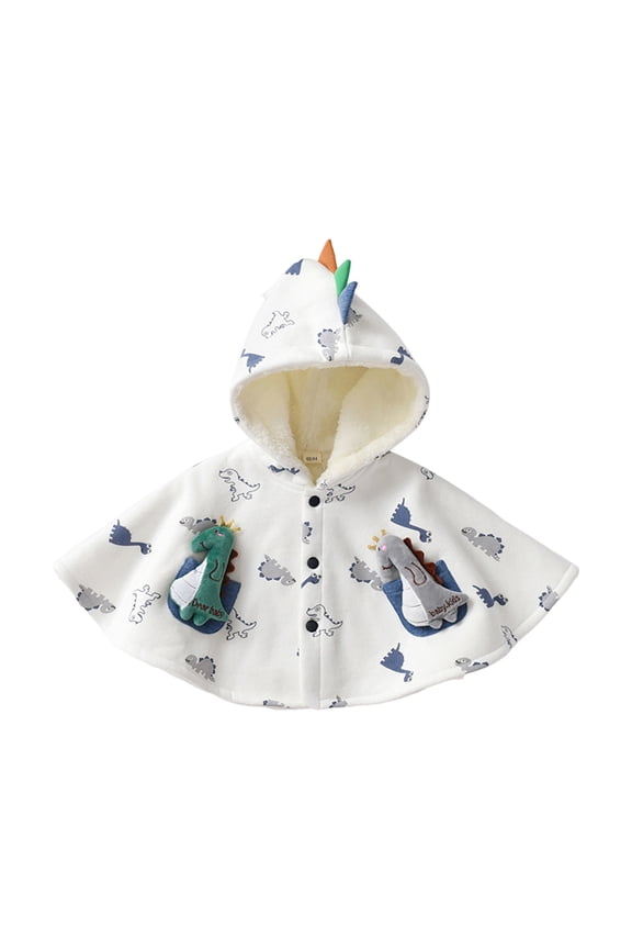 Jacket for Girls 2025 Baby Boys Dinosaurs Thick Warm Hooded Cloak Button Up Cape Outerwear Coats Size 6-12 Months