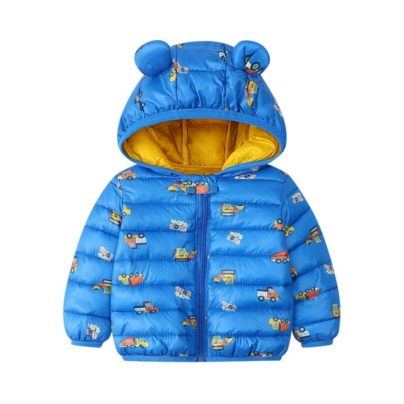 Lkhaha Jacket for Girls 2025 Boys Winter Windproof Puffer Down Cartoon Cute Bear Ears Hooded Zipper Outerwear Coats Size 3-4 Years