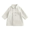 thumbnail image 1 of Lkhaha Jacket for Girls 2025 Double Breasted Wool Solid Color long Sleeve Lapel Mid-Length Outerwear Coats Size 18-24 Months, 1 of 4