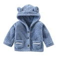 thumbnail image 1 of Lkhaha Jackets for Boys 2025 Baby Girls Warm Fleece Lined Button Down Cute Ears Hooded With Pocket Child Kids Outwear Size 2-3 Years, 1 of 9