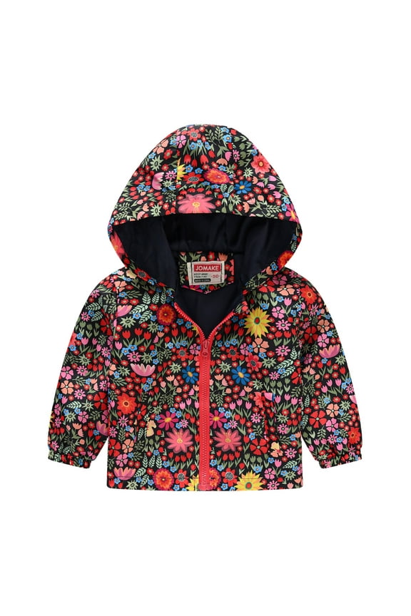Jackets for Boys 2025 Cute Cat Flower Heart Print Zipper Hooded Windproof With Pocket Fall Winter Coat Size 2-3 Years