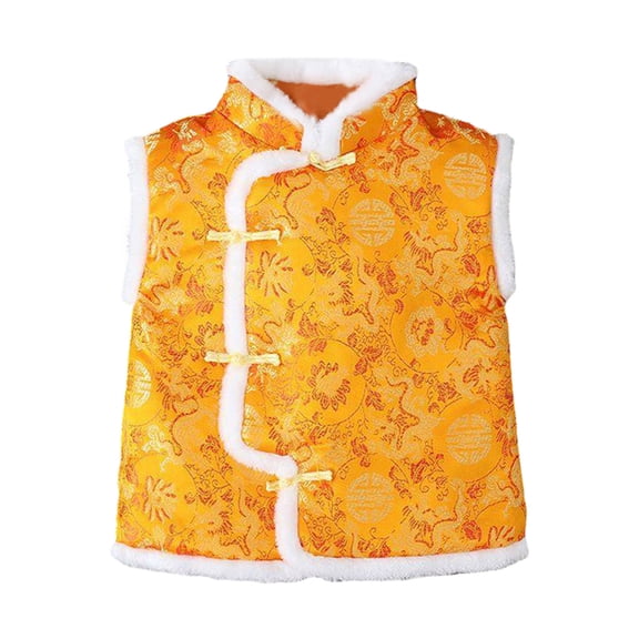 Lkhaha Jackets for Boys 2025 Girls Warm Lined Sleeveless Chinese Vest New Year Sleeveless Fall Winter Coat Size 18-24 Months