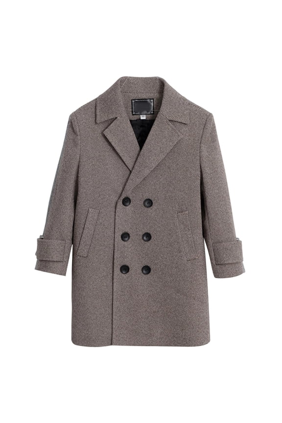 Jackets for Boys 2025 Winter Warm Trench Thickened Wool Solid Lapel Double Overcoat Plus Size Jackets Size 18-24 Months
