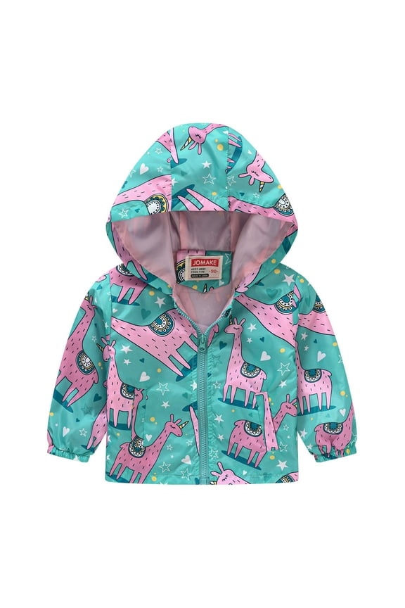 Jackets for Toddler Boys Cute Cat Flower Heart Print Zipper Hooded Windproof With Pocket Windbreakers Size 18-24 Months