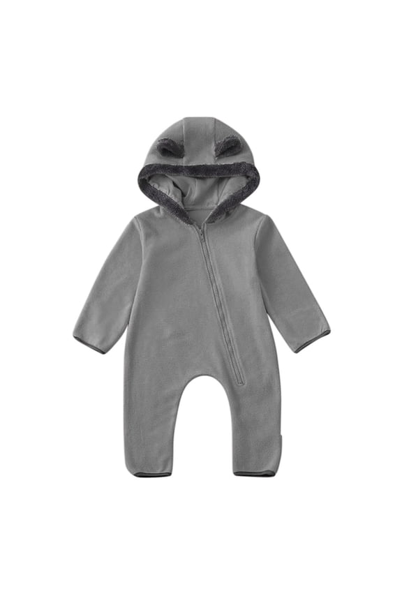 Jackets for Toddler Boys Solid Warm Cute Bear Hooded Rompers Jumpsuit Outerwear Size 3-6 Months