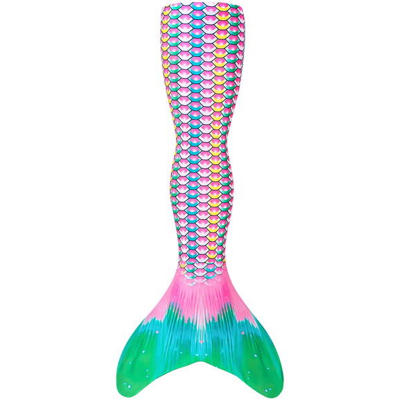 Lkhaha Kids Rainbow Tail for Swimming Fish Scale Print Elastic Bathing Suit Pool Party Light Pink 7-8 Years