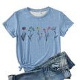 thumbnail image 1 of Lkhaha Shirts For Women Tees Tops Graphic Print Loose Short Sleeve Round Neck Casual Basic Slim Undershirts Blue M, 1 of 2