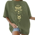 thumbnail image 1 of Lkhaha Summer Tops for Women Oversized Crew Neck Short Sleeve 0s Letter Printed Bow Flowers Sun Moon Pattern SummerRetro Casual Loose Basic Plus Size Outfits Green M, 1 of 4
