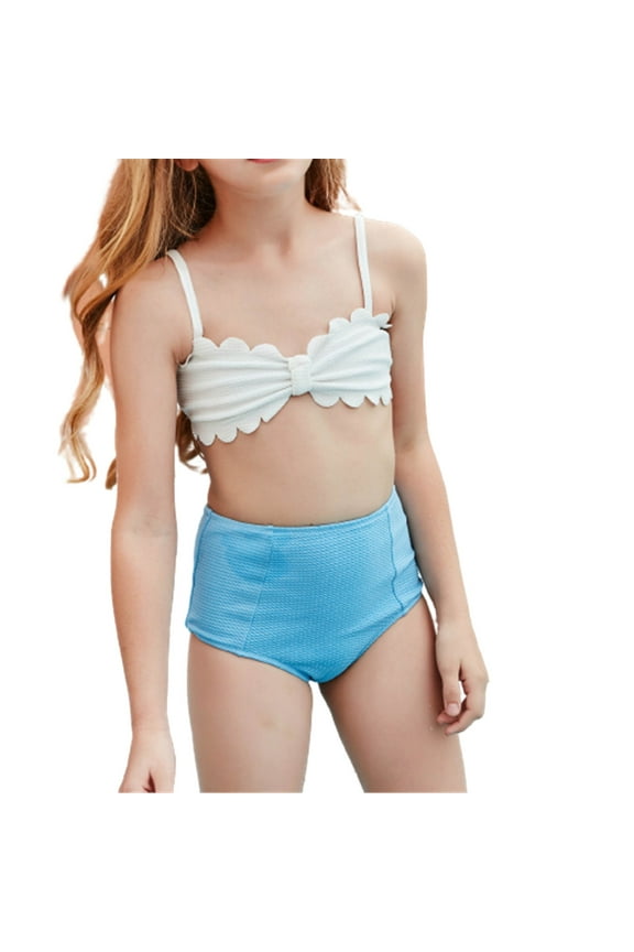 Swim Suits for Girls 2026 Bathing Bikini Set Holiday Two Solid Piece Suit Macrame Cute Beach Pool Swimwear White 130