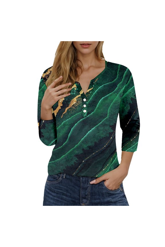 T Shirts For Women Fashion Tees Tops Carnival Theme leeve V NeckT Costume Tunic Blouse Dark Green L