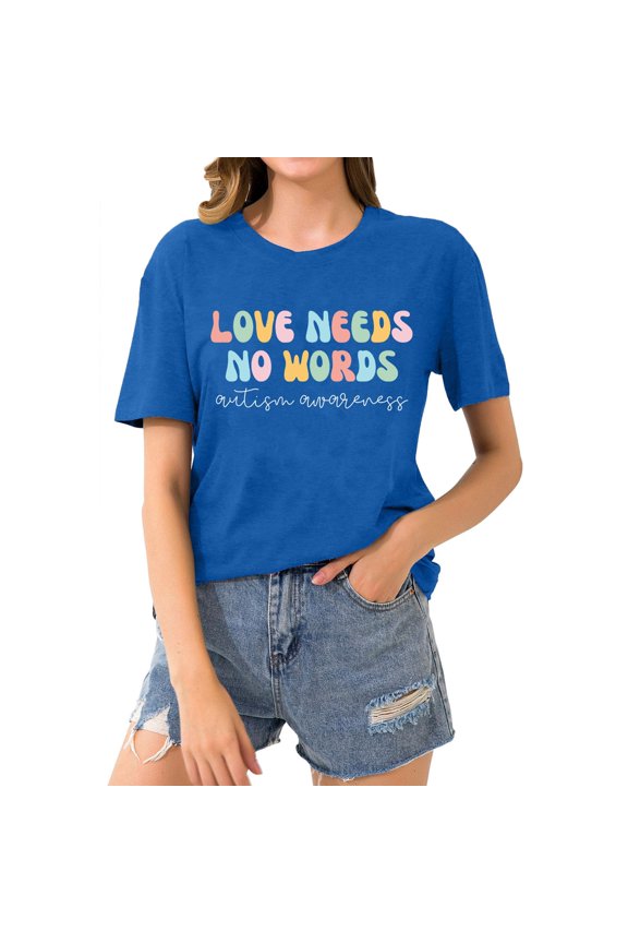 T Shirts For Women Fashion Tees Tops Gr ma Life Funny Letter Printed Heart Casual Short Sleeve Dressy Clothes Blue L