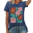 thumbnail image 1 of Lkhaha T-Shirts for Women Summer Fashion Casual Crew Neck Prints Short Sleeve Loose Dressy Clothes Navy M, 1 of 5