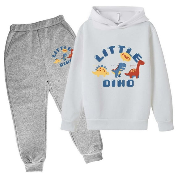 Lkhaha Toddler Boys Clothes 2 Piece Set Letter Dinosaur Print Hoodie Sweatshirts And Sweatpants Trendy Pant Sets Size 4-5 Years