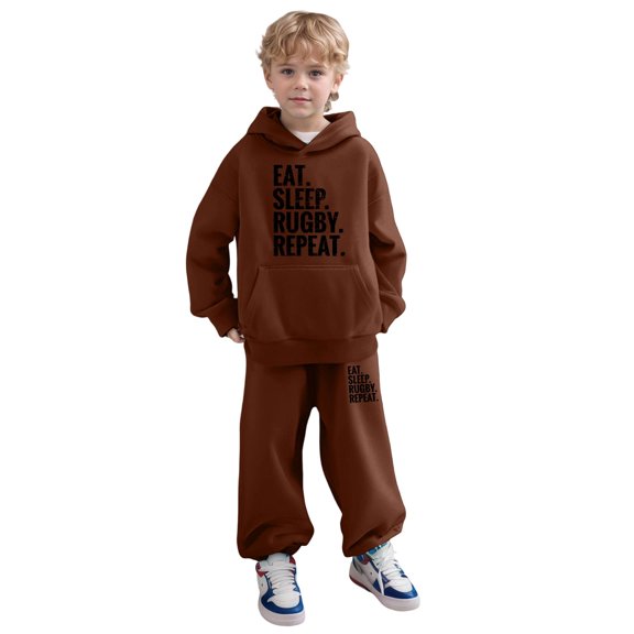 Lkhaha Toddler Boys Clothes Long Sleeve Hoodie Sweater With Pockets Letter Print Jogger Sweatpants Trendy Trousers Suit Size 12-13 Years
