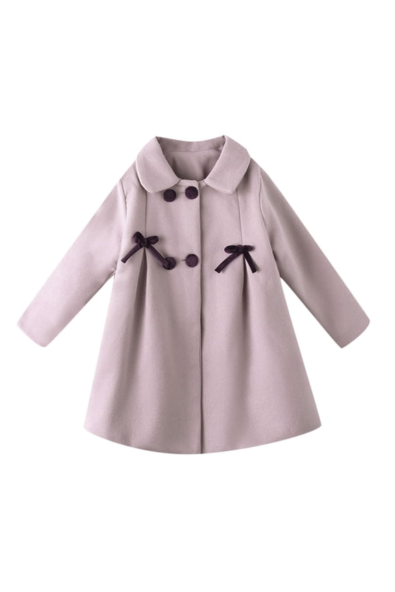 Toddler Girl Jacket Unisex Solid Double Ruched Princess Bow Wool Coat Plus Size Jackets Size 11-12 Years