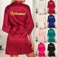 thumbnail image 1 of Lkhaha Women Bridesmaid Satin Short Robe 3/4 Sleeve Letter Print Kimono Style Loungewear Pink L, 1 of 7