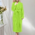 thumbnail image 1 of Lkhaha Women Flannel Robe with Belt Kimono Style Dress Long Shawl Collar Bathrobe with Pockets Light Green XXL, 1 of 3