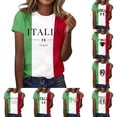 thumbnail image 1 of Lkhaha Women Italia Flag Print T Shirts Crew Neck Tops Short Sleeve Patriotic Casual Tees Red L, 1 of 4
