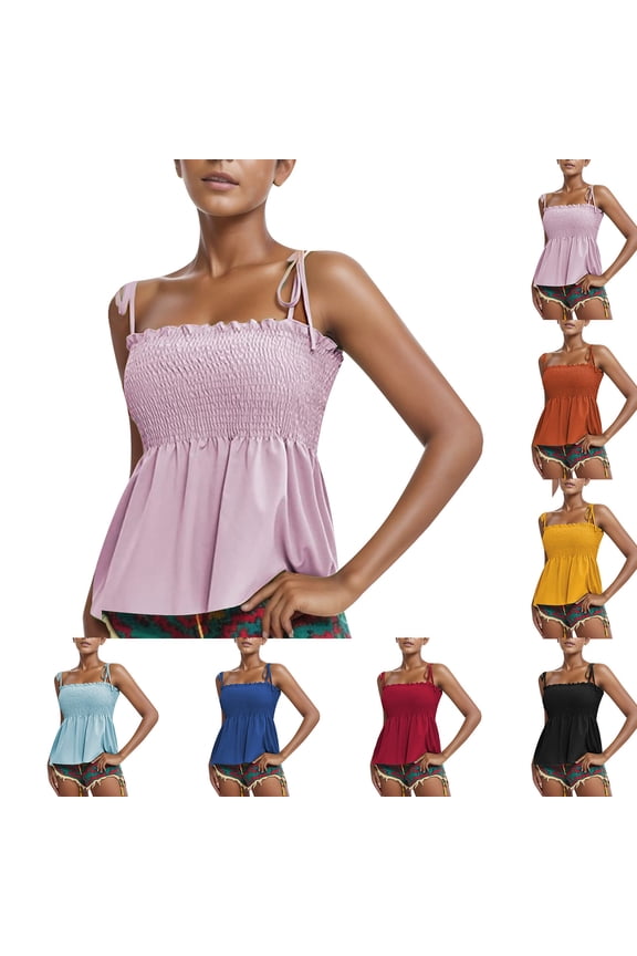 Women Off Shoulder Pleated Hem Sleeveless Shirt Solid Camisole Elegant Backless Vest Black L