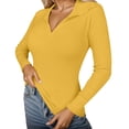 thumbnail image 1 of Lkhaha Women T Shirt Ribbed Knit Long Sleeve Slim FWinter Soft Stretch Casual Basic Lightweight Outfits Clothes 2026 Yellow L, 1 of 5