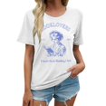 thumbnail image 1 of Lkhaha Women Tees Shirts Tops Casual Short Sleeve Loose Round Neck Printed Soft Breathable Trendy Outfits White M, 1 of 4