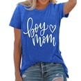 thumbnail image 1 of Lkhaha Womens Graphic T Shirts Boy Heart Mom Letter Print Summer Short Sleeve Casual Plus Size Outfits Blue S, 1 of 5