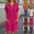 thumbnail image 1 of Lkhaha Womens Swimsuit Coverup Shirt Mini Dress&nbsp;Solid Button Down Bathing Suit Cover Up Summer Beach Bathing Suit Orange L, 1 of 6
