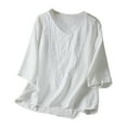 thumbnail image 1 of Lkhaha Womens Tees Tops Casual Crew Neck Easter Print Quarter Sleeve Y2k Clothes White 3XL, 1 of 7