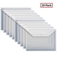 thumbnail image 1 of Lksixu 10 Pack Plastic File Folders, A4 Letter Size Clear Poly Envelopes with Snap Button Closure, Waterproof Reusable Document Organizer File Holder Large Stationery Storage Bag Office Supplies, 1 of 8