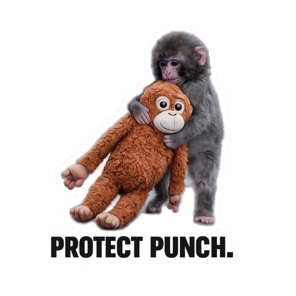 Lksixu 10 Pack Punch The Monkey Sticker, 9 Inch Cute Monkey Waterproof Vinyl Decal, Protect Punch Monkey Hug Design Sticker Funny Animal Decal for Laptop, Water Bottle, Phone, Car