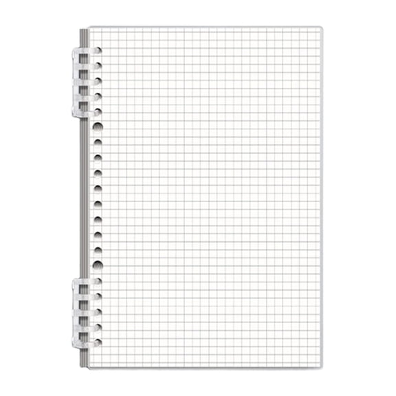Lksixu 10 Ring Binder Notebook, Frosted PVC Softcover A5 Grid Writing Notebook, Refillable Thick Graph Paper Notepad, 120 Pages Loose Leaf Spiral Grid Notebooks for Work Business College