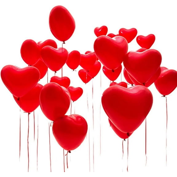 Lksixu 100 Pcs Red Heart Balloons, 10 inch Heart Shaped Latex Balloons Reusable Love Balloons Romantic Scene Layout Prop Valentine's Day Decorations for Propose Marriage Engagement Wedding Party