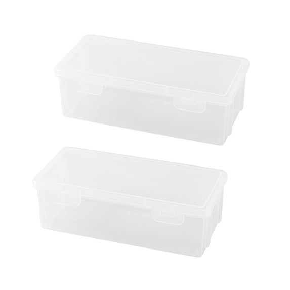 Lksixu 2 Pcs Extra Large Plastic Pencil Box, Transparent Pencil Case Large Capacity Storage Bins with Lid and Snap Closure, Stackable Office Supplies Storage Box Multi-Functional Stationery Organizer