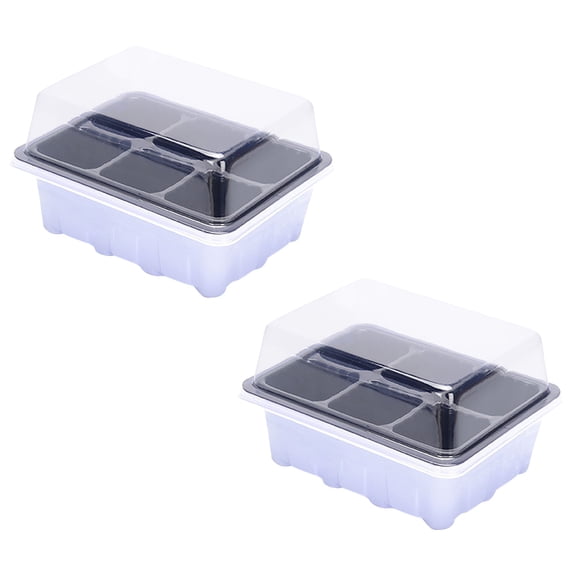 Lksixu 2 Pcs Seed Starter Tray, 6-Cell Plastic Germination Growing Trays with Clear Cover and Base, Reusable Plant Seed Germination Kit with Drainage Hole Germination Box for Indoor Greenhouse