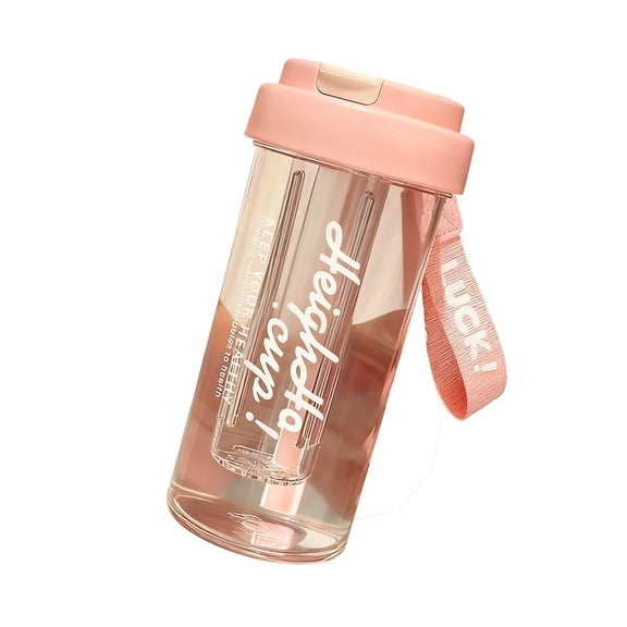 Lksixu 20 oz Sports Water Bottle, Plastic Water Bottle with Straw Lid and Filter, Portable Transparent Drinking Bottles Leakproof & BPA Free Wide Mouth Hydration Flask for Travel Gym Office