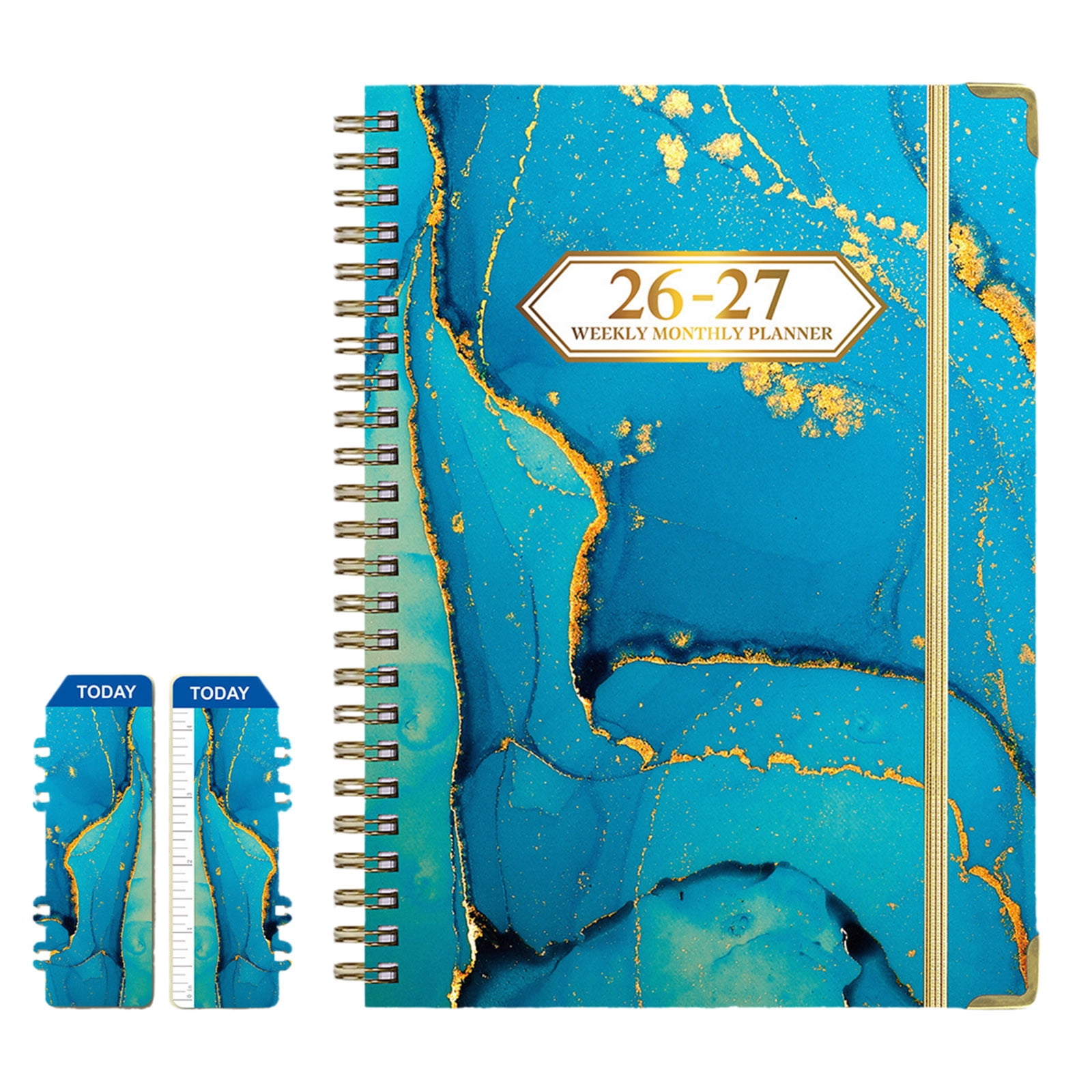 Lksixu 2026-2027 Planner Coil Notebook, A5 Colorful Marble Prints ...