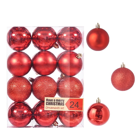 Lksixu 24 Pcs Christmas Balls Ornaments for Xmas Tree, 1.2" Mini Matte Polished & Shiny Decorative Balls Pendants, Glitter Shatterproof Christmas Tree Decorations Hanging Baubles for Holiday Party