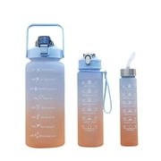 Lksixu 3 Pcs Sports Water Bottles Set, 68oz/30oz/17oz Large Capacity Motivational Water Bottles with Time Markers, BPA-Free Leak-Proof Gradient Color Water Jug with Lockable Lid for Fitness Gym